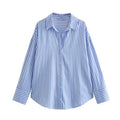 Striped Collar Oversized Long Sleeve Button Shirt | Inspired by Özge Törer