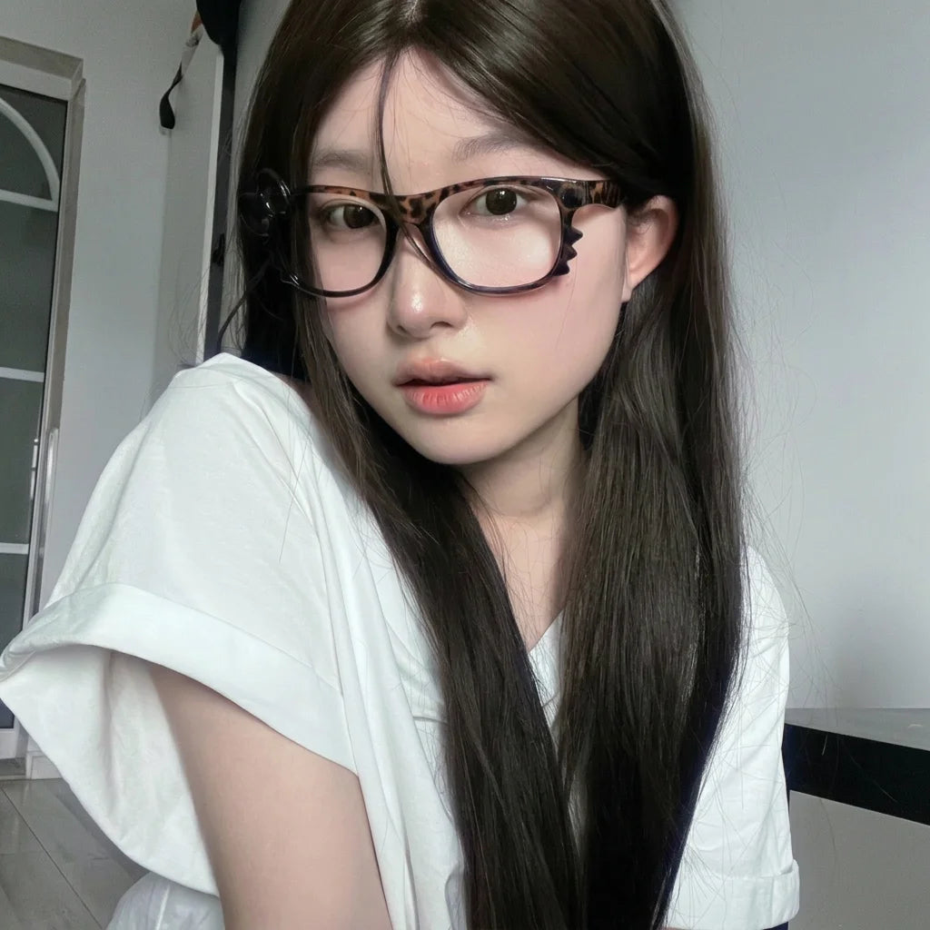 Square Full Rim Frame Retro Decorative Glasses Frame Y2k Glasses Blue Light Blocking Tortoiseshell Eyeglass Frame For Women