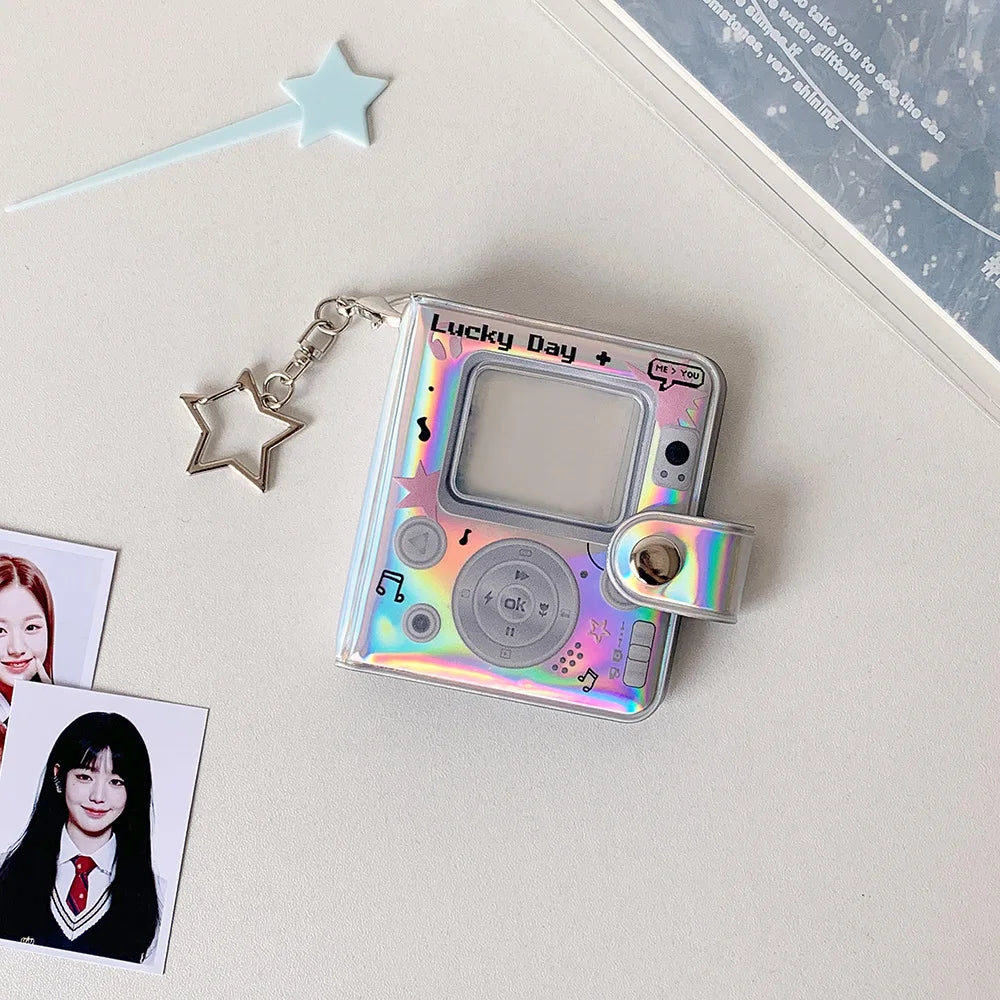 INS Fashion Sparkling 2-inch Photo Album Mini Cute Girl Idol Photo Storage Pendant Stars Card Book Keychain Photo Frame Student