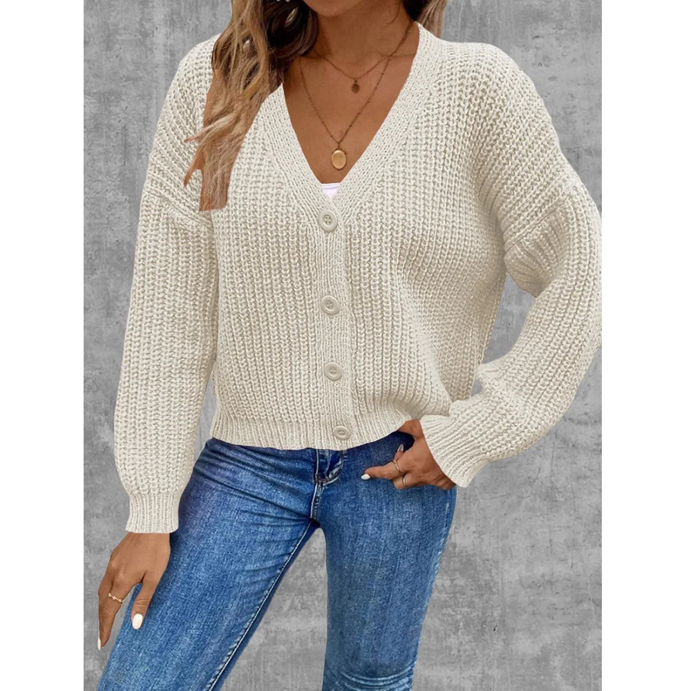 V-Neck Single Breasted Loose Knit Cardigan Coat | Inspired by Özge Törer