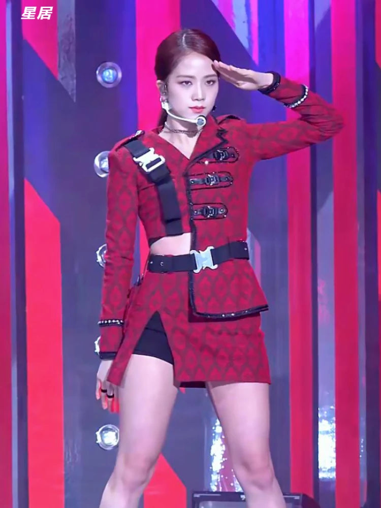Kpop Women Group Costume Slim Vest Crop Top Sling Dress Short Skirt Sexy Jazz Dance Performance Clothes Y2k Concert Stage Outfit