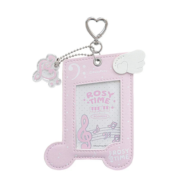 Musical Photocard Holder PU Leather Photo Card Sleeves Photo Album Backpack Charms Kpop Card Binder Cover Photo Card Keyring