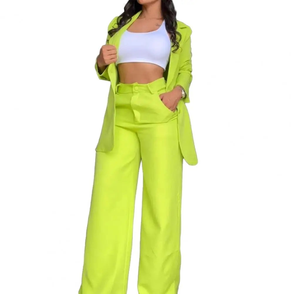 Elegant Blazer Women's Two Piece Suit Business Outfit Casual Blazer Jacket Wide Leg Dressy Pants Set Formal Office Women Suit