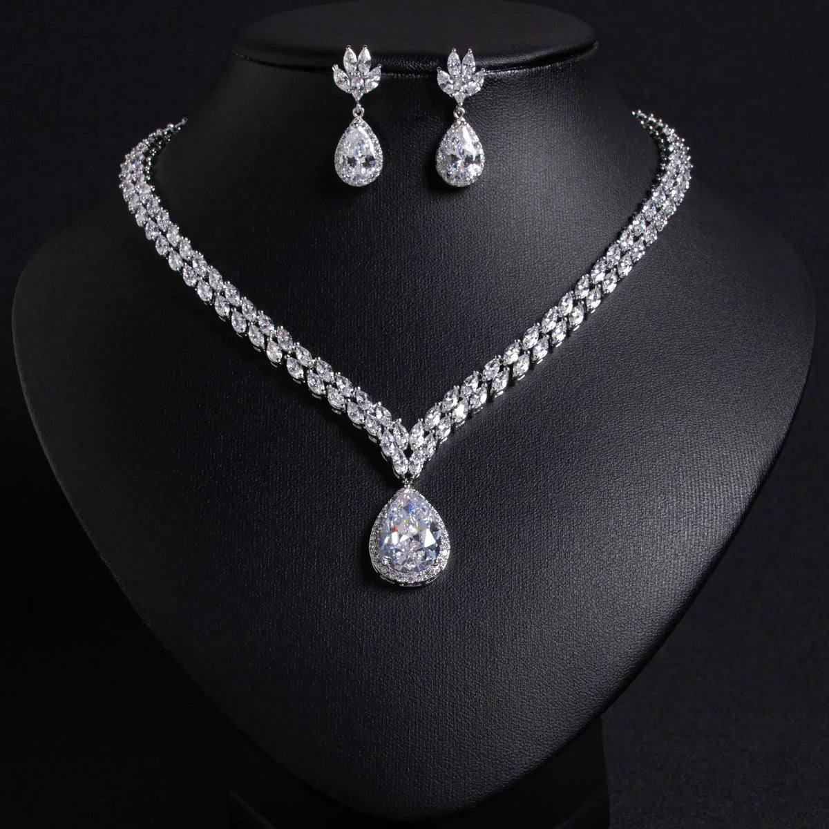 Oil Painting CZ Necklace & Earrings Jewelry Set | Inspired by Esra Bilgiç