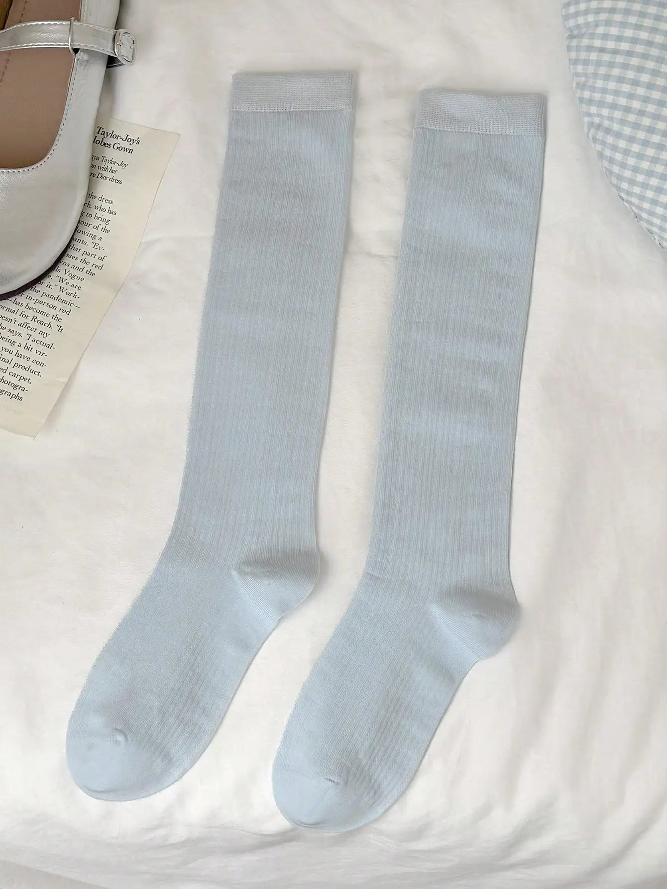 Women Stockings New Fashion Thin Mesh Breathable Knee High Socks For Women Solid Color Casual School Style Long Socks