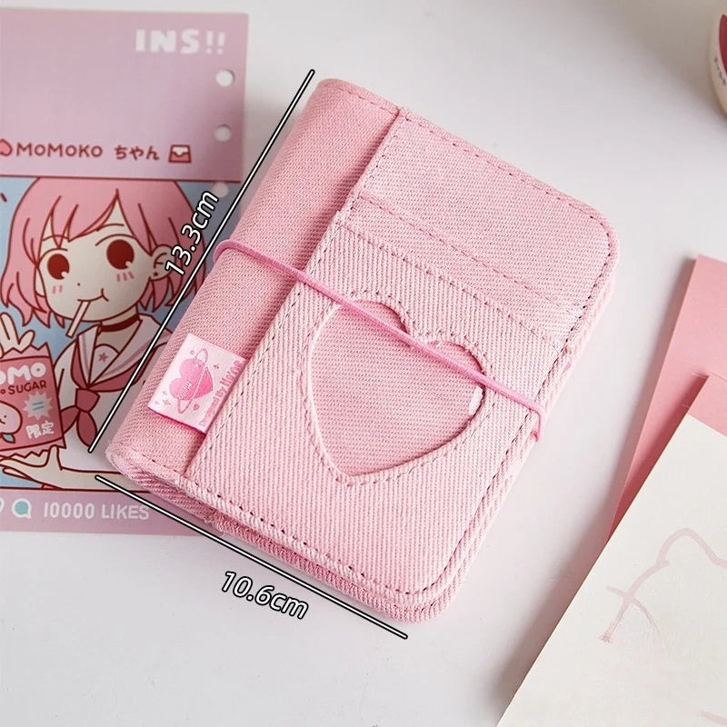 M5 Korean Pink Heart Ring Binder Detachable Portable Travel Journal for KPOP Idol Cute Small Album with Strap Diary Scrapbook