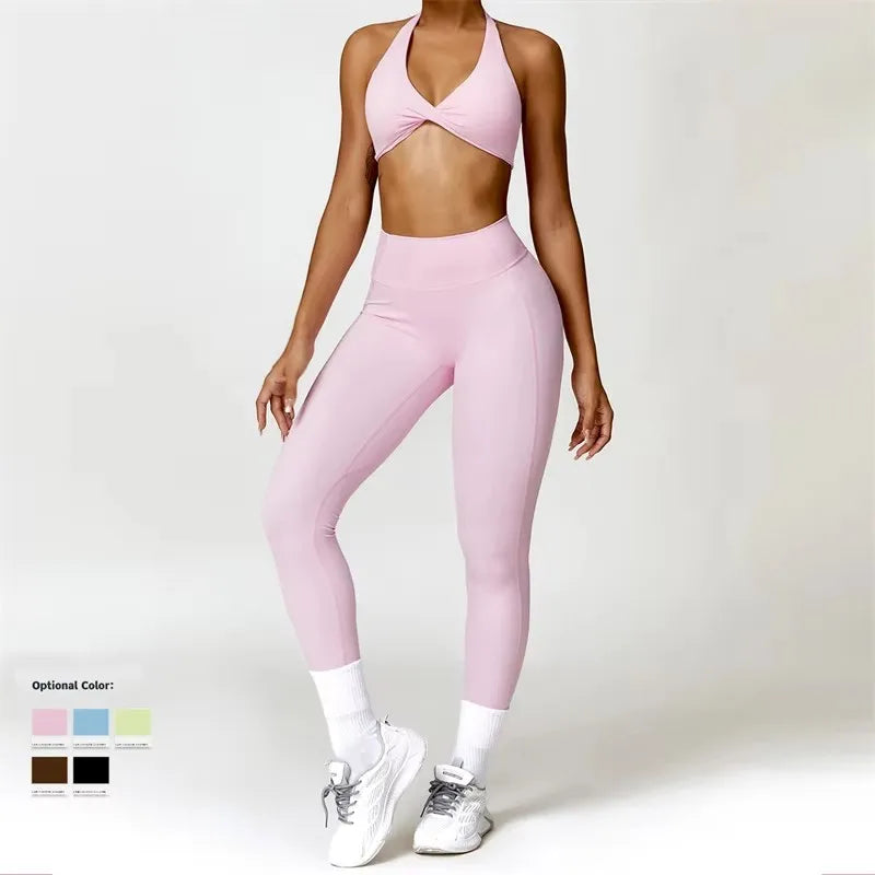 Sport Bra Leggings Suit 2PCS Yoga Set Nude Feeling Workout Sets Women Tracksuit Gym Push Up Fitness Running Workout Sportwear