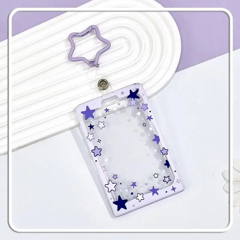 Star Sliding Cover Card Holder Transparent Portable ID Protector Kpop Photocard Case Student School Card Bus Card Holder