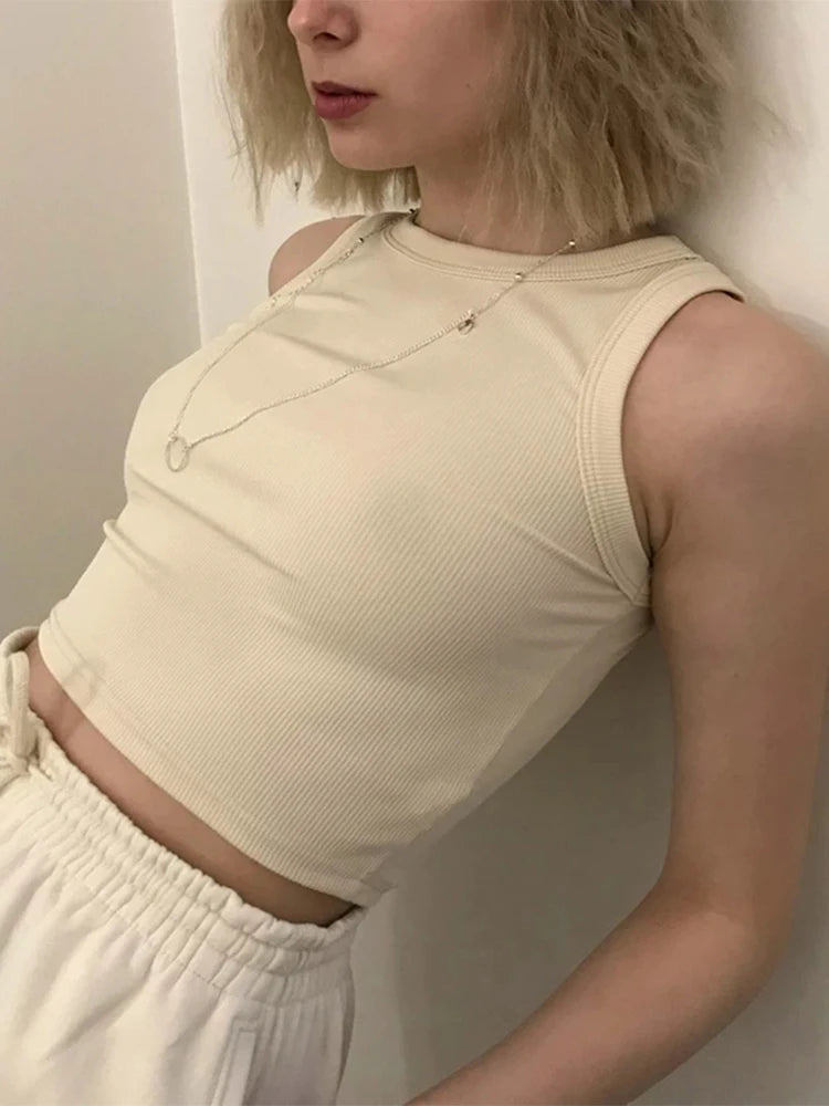 Ribbed High-Stretch Sleeveless Crop Tank Top | Inspired by Hande Erçel