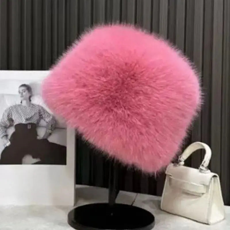 New Fluffy Fur Women's Winter Hat Winter Snow Ski Cap Female Faux Fur Thick Warm Windproof Hat Russian Hat Mink Fisherman's Hat