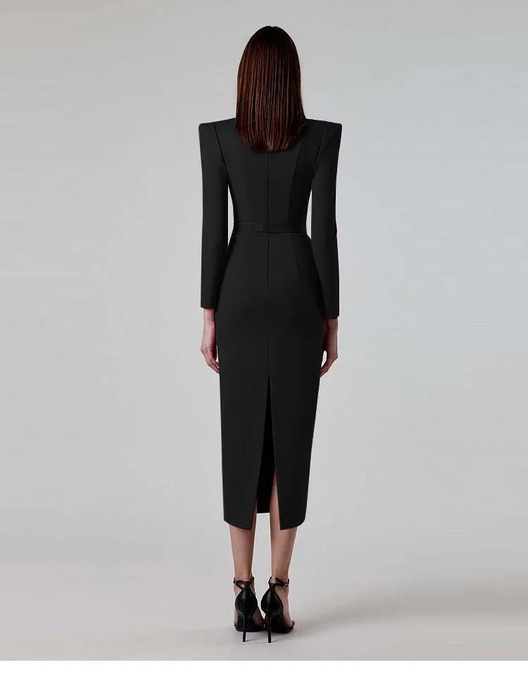 2025 Women Celebrity Sexy Long Sleeve Square Collar Rose Red Maxi Long Mini Bandage Dress Elegant Evening Club Party Outfit