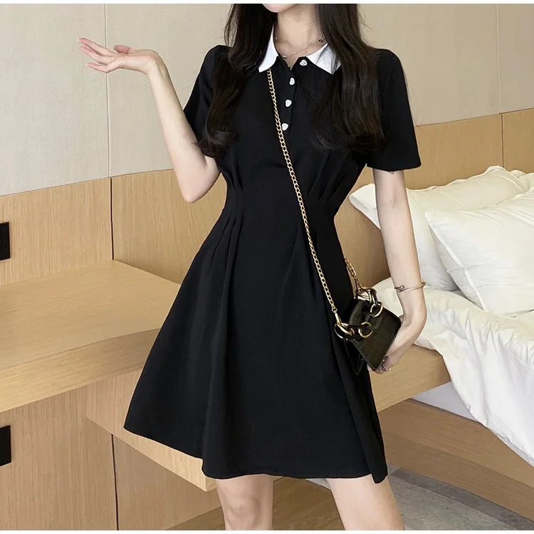 Contrast Collar Polo A-Line Mini Dress | Inspired by Jisoo