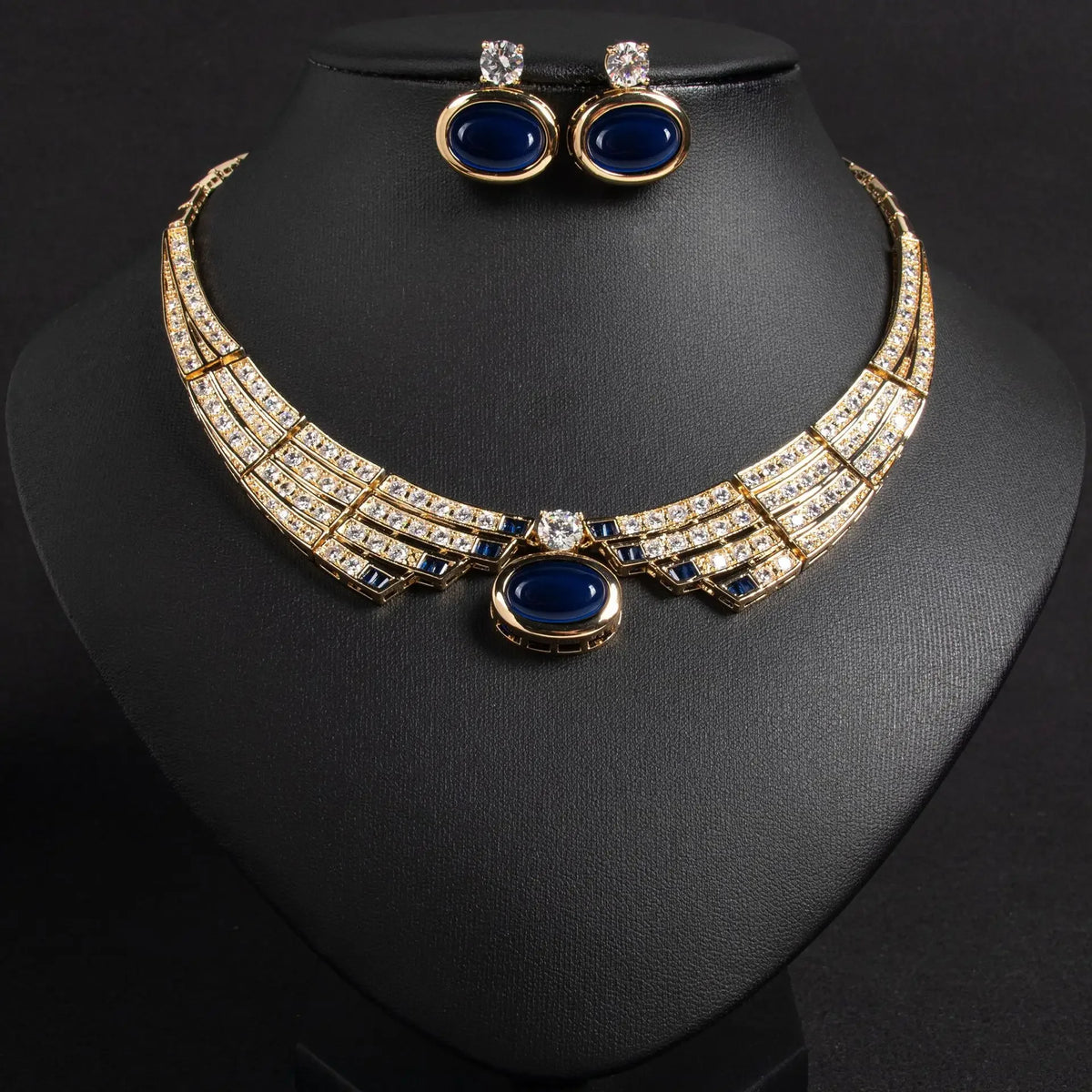 Oil Painting CZ Necklace & Earrings Jewelry Set | Inspired by Esra Bilgiç