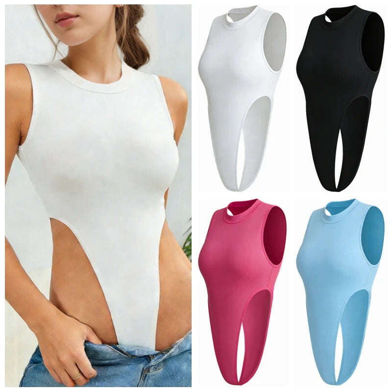 Womens Clothing Midriff Costume Bodysuit Sleeveless Slim Stretchy Tank Top Rompers Sexy Style Flattering For Party Playsuits 38b