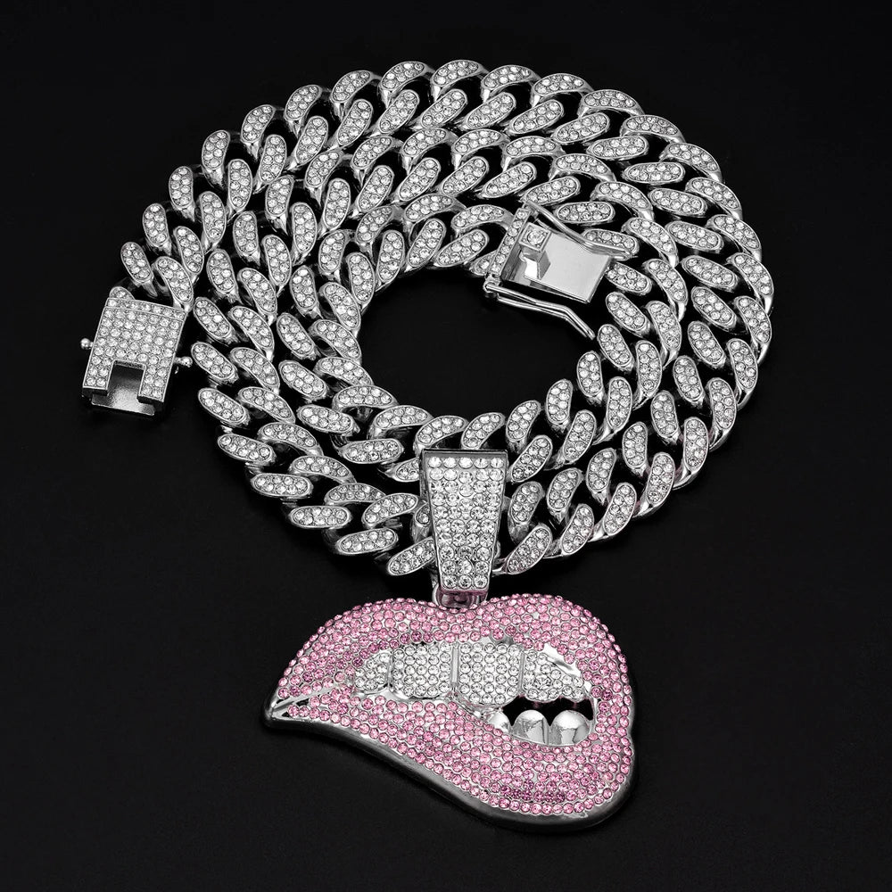 Iced Out Lip Pendant Necklace | Inspired by Özlem