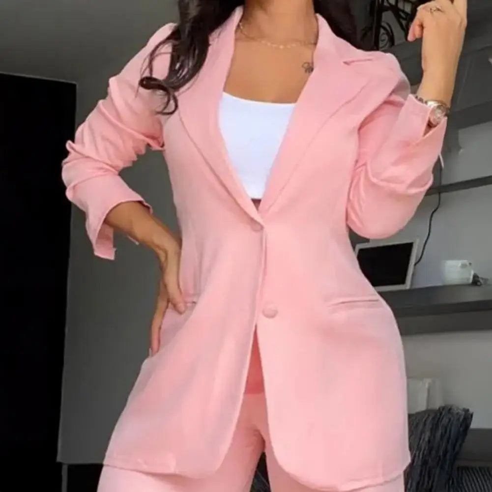 Elegant Blazer Women's Two Piece Suit Business Outfit Casual Blazer Jacket Wide Leg Dressy Pants Set Formal Office Women Suit
