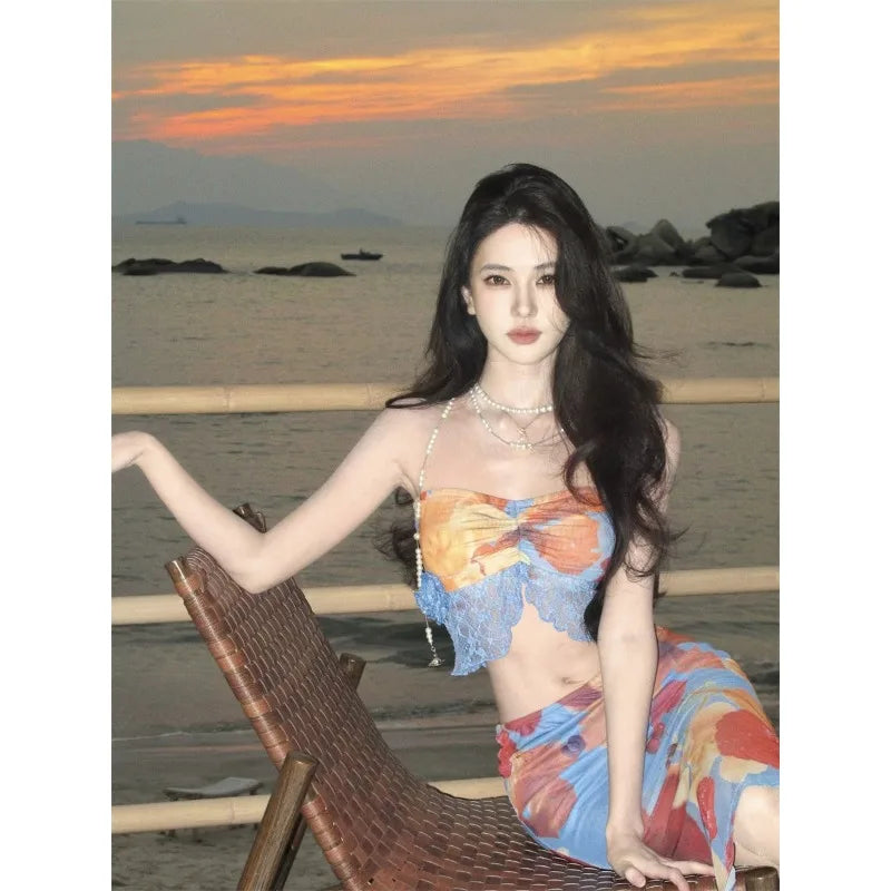 Tropical Print Bikini Set with Cover-Up | Inspired by Rosé