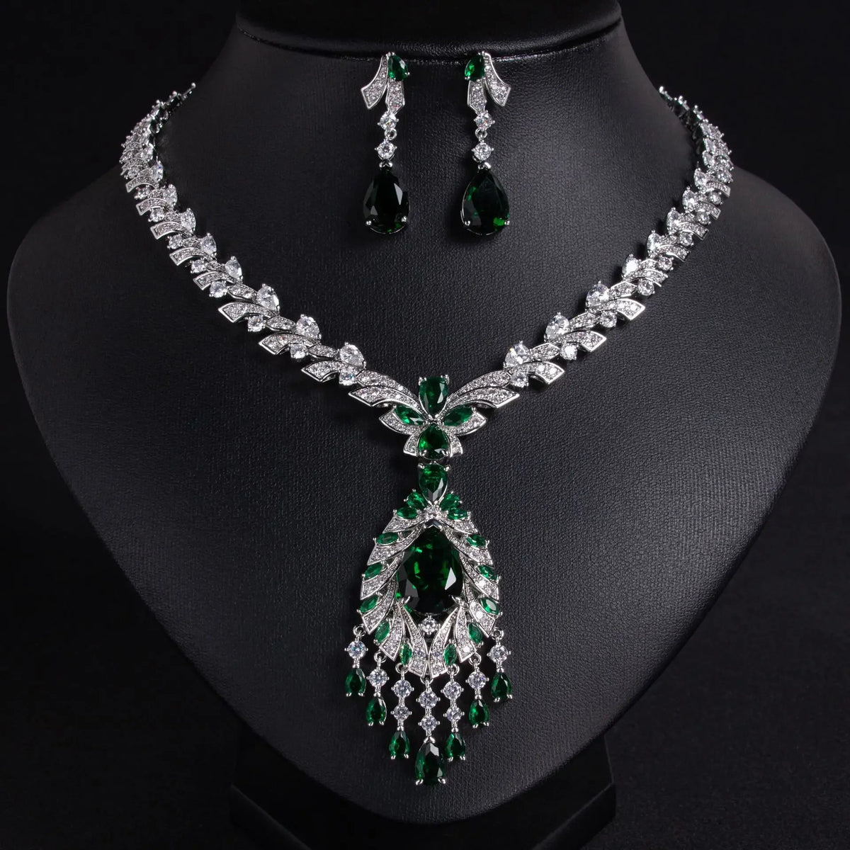 Oil Painting CZ Necklace & Earrings Jewelry Set | Inspired by Esra Bilgiç