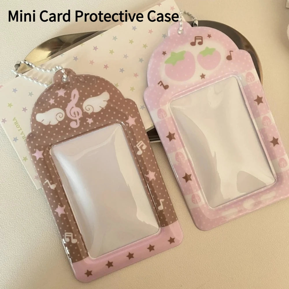 Cute Strawberry Card Holder 3 Inch Sweet Pink Kpop Photocard Holder Idol Photo Card Protective Sleeves Couple Photo Dispaly Case