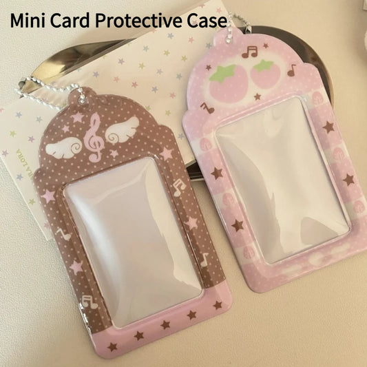 Cute Strawberry Card Holder 3 Inch Sweet Pink Kpop Photocard Holder Idol Photo Card Protective Sleeves Couple Photo Dispaly Case