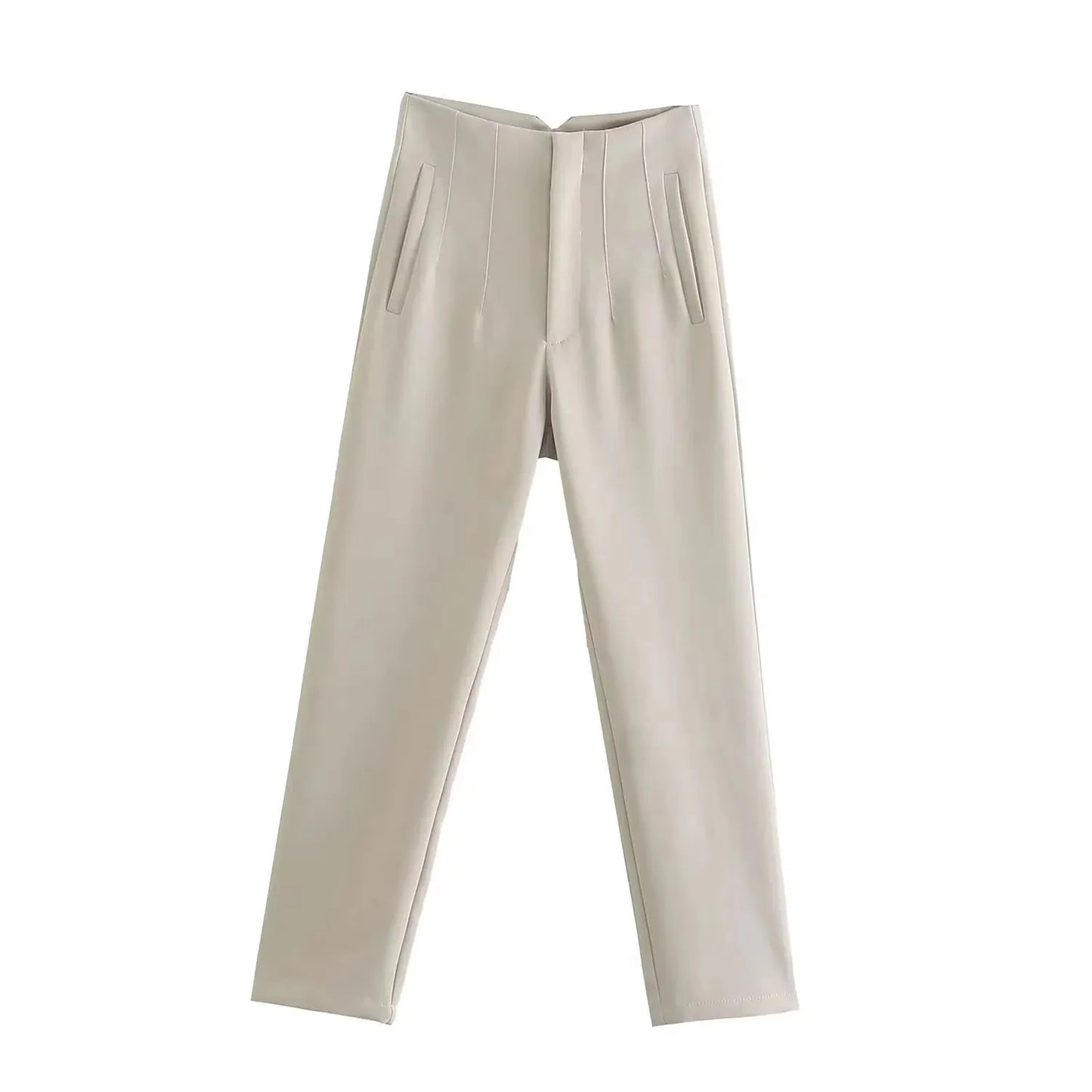 HH Women Vintage Solid Pencil Pants High Waist Pant For Women Casual Streetwear Woman Trousers Office Wear Basic Pant Mujer