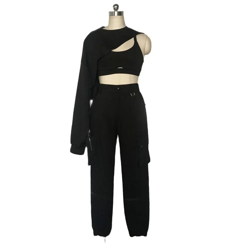 Black Cropped Vest Hoodie Dance Costume | Inspired by Rosé