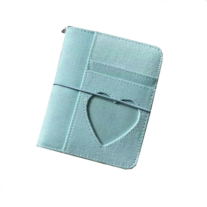 M5 Binder Kpop Photocard Holder Pink Blue Denim Heart Binder with Elastic Band Photo Card Collection Book Idol Photo Album  다이어리