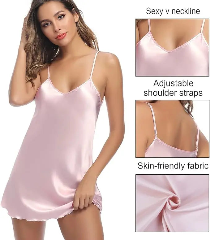 Women's Solid Nightgown Simple and Comfortable Silky Smooth Skin Friendly Available in Various Colors for a Good Night S Sleep