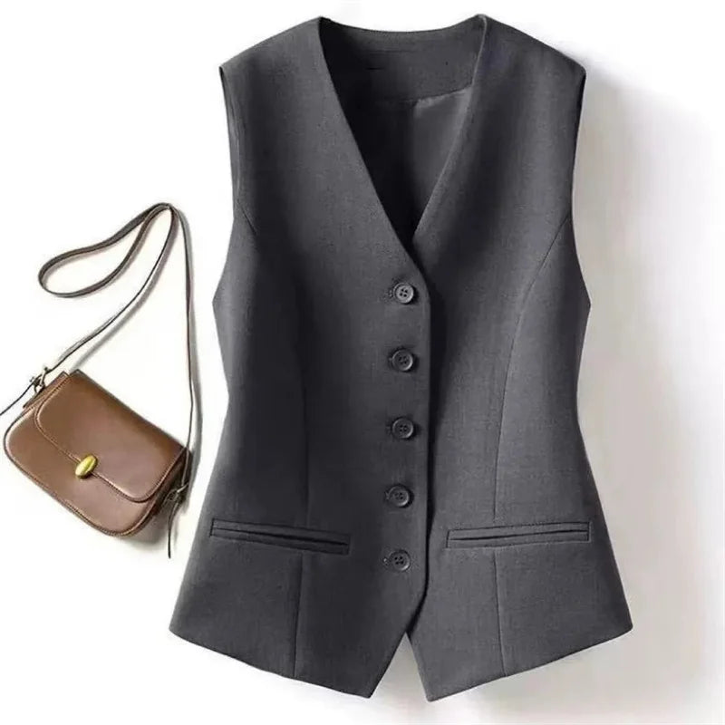 Women's Vest Jacket 2026 Spring Autumn New Fashion Ladies Sleeveless Elegant Temperament Female Waistcoat Coat Outerwear