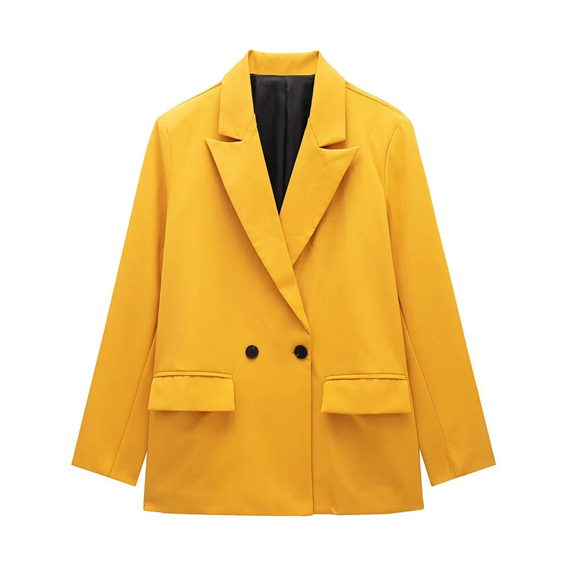 Double Breasted Notched Collar Loose Blazer with Pockets | Inspired by Neslihan Atagül