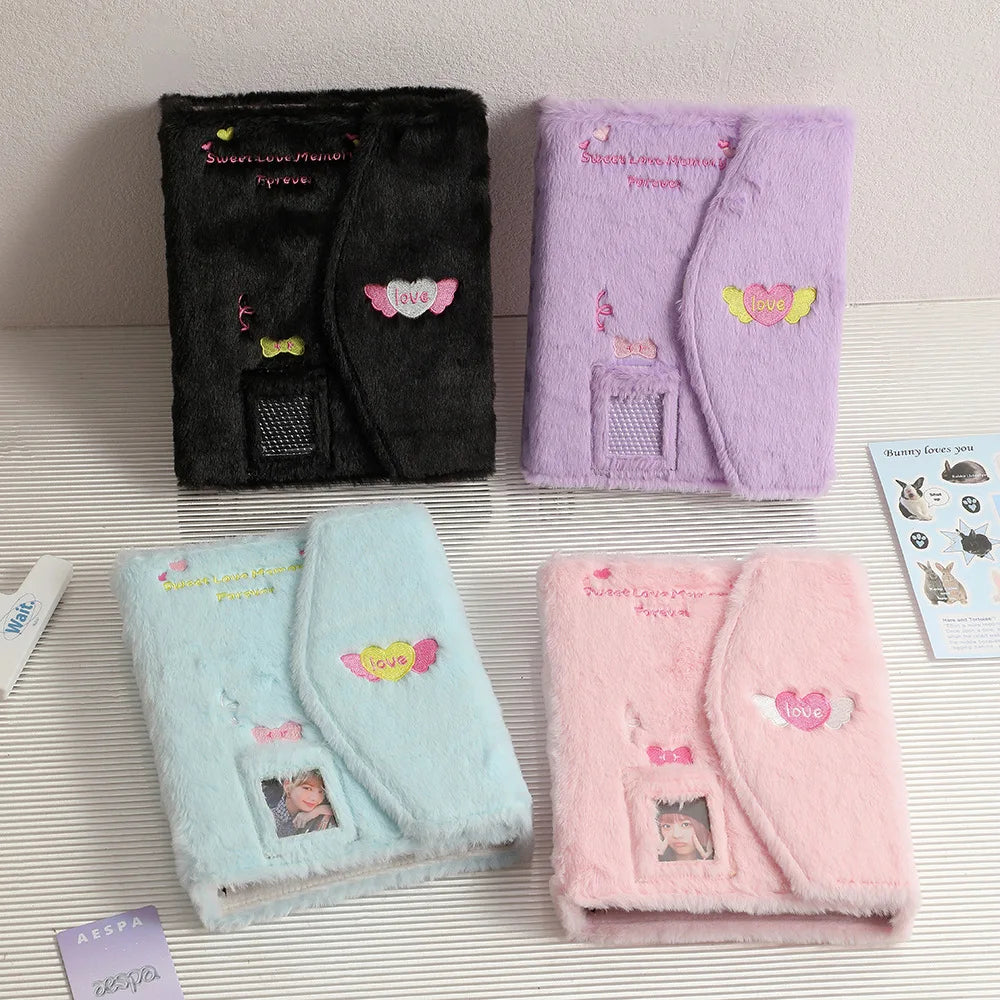 Cartoon Plush A5 Kpop Binder Photocard Holder Idol Photo Album Photocards Collect Book Kawaii School Stationery Picture Albums