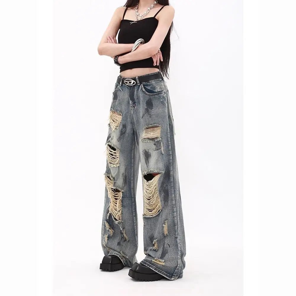 Ripped High-Waist Wide-Leg Jeans | Inspired by Lara