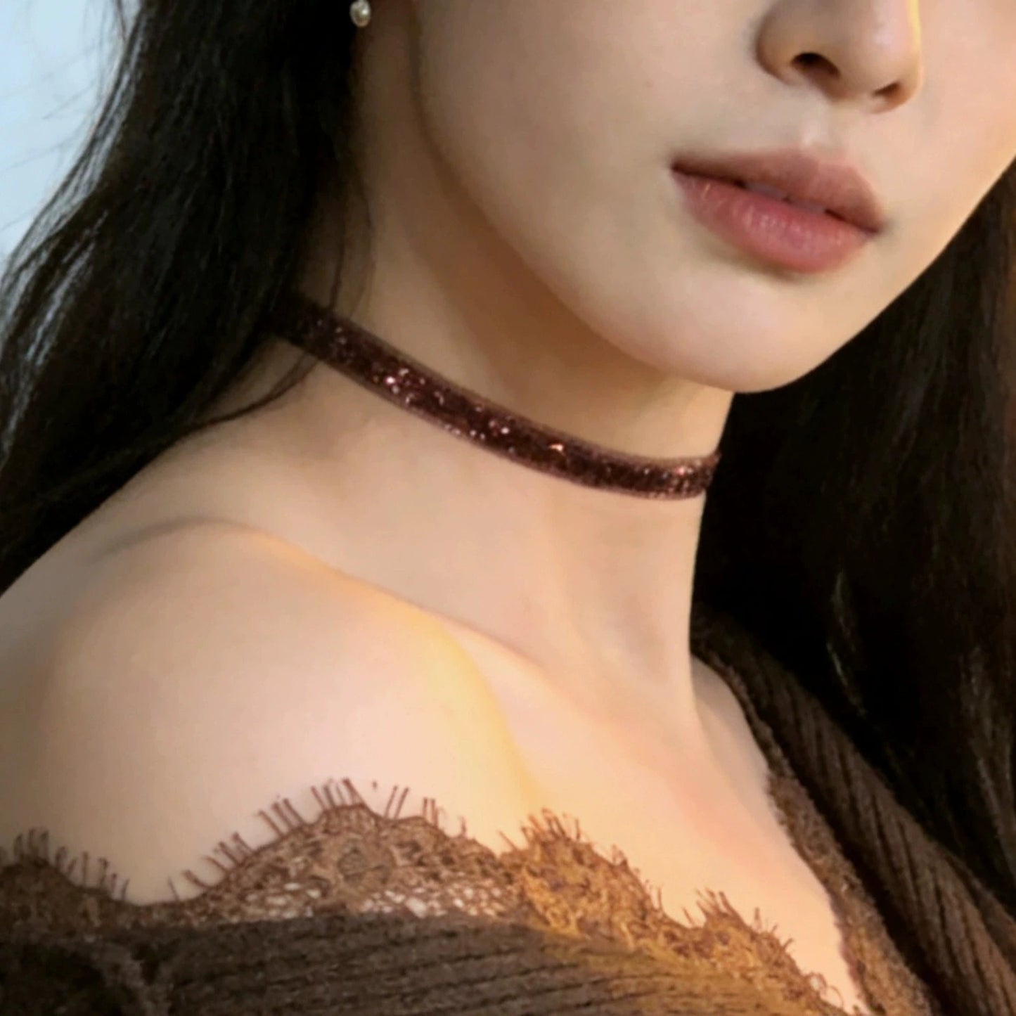 New Vintage Butterfly Bowknot Flower Love Heart Pendant Brown Choker Necklace Jewelry For Women Trendy Neck Charm Accessories