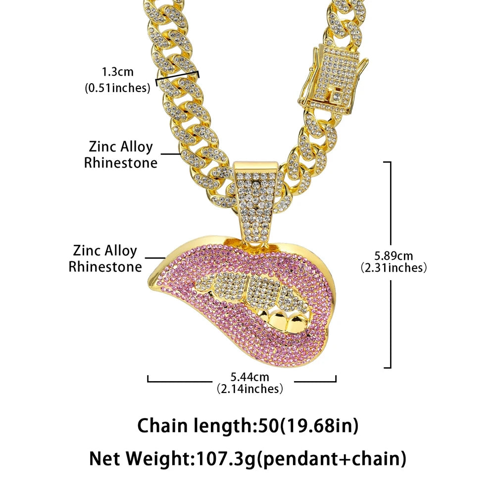 Iced Out Lip Pendant Necklace | Inspired by Özlem