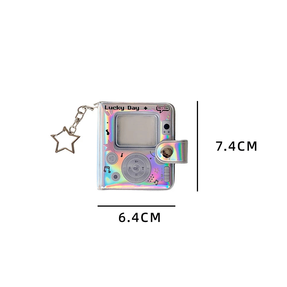 INS Fashion Sparkling 2-inch Photo Album Mini Cute Girl Idol Photo Storage Pendant Stars Card Book Keychain Photo Frame Student