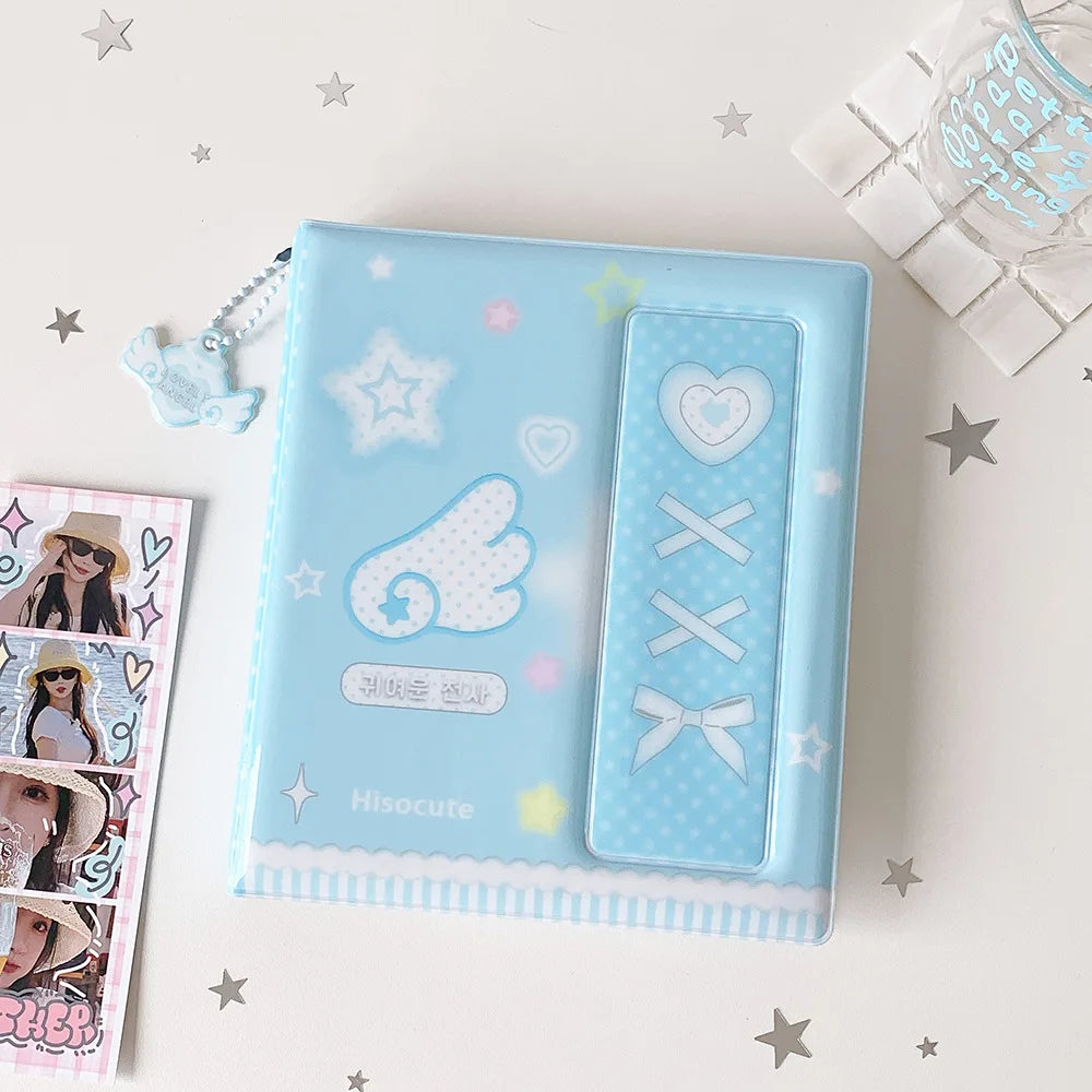 Kpop Korean Cartoon Strawberry Life 4 Grid Photo Card Holder Fashion Cute Girl Idol Photo Storage Card Album Polaroid Album Gift