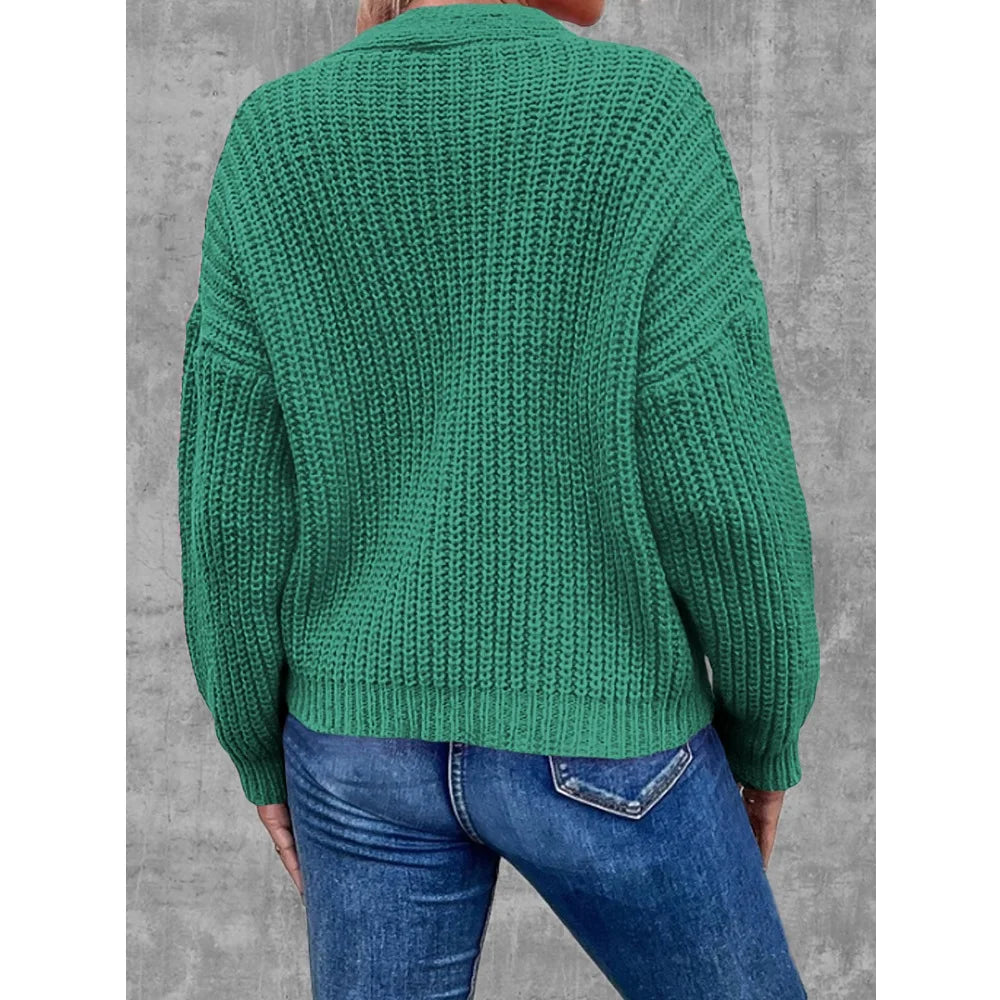 V-Neck Single Breasted Loose Knit Cardigan Coat | Inspired by Özge Törer
