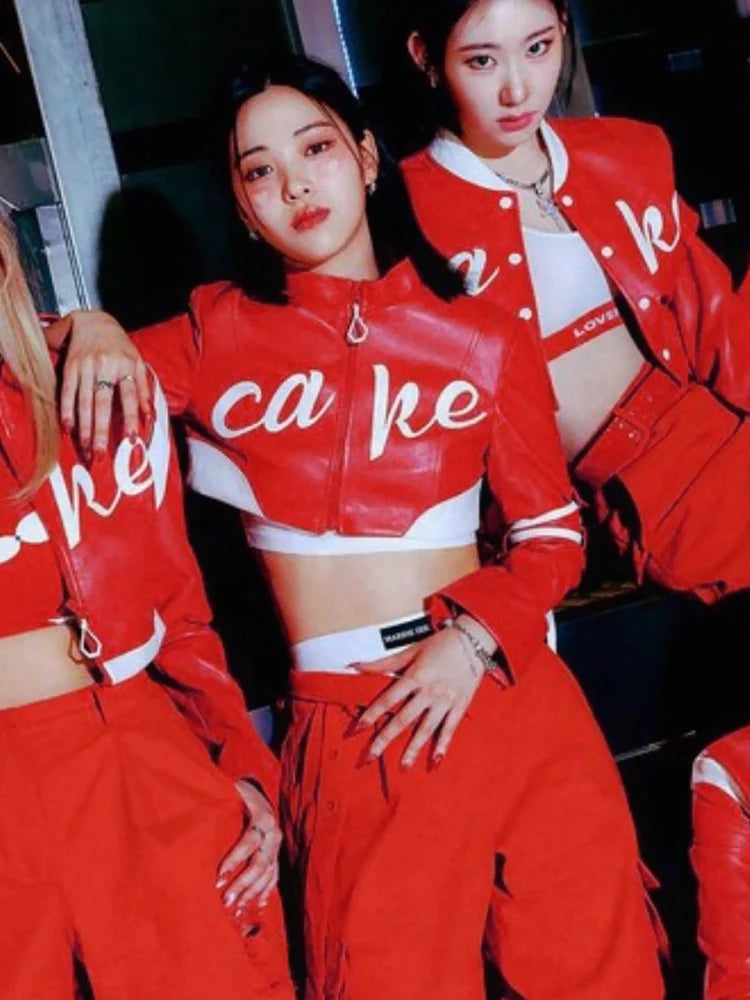 Korean Itzy Girl Group Cake Jazz Dance Performance Kpop Singing Dress Adult Student Red Dress Performance