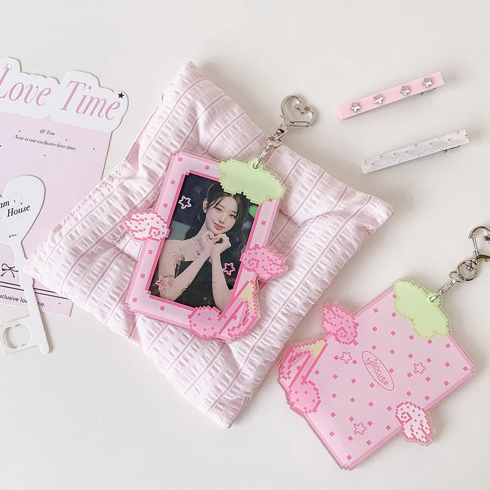 3 inch Acrylic Fruit Wings Kpop Photocard Holder Photo Card Holder Bag Pendant School Stationery