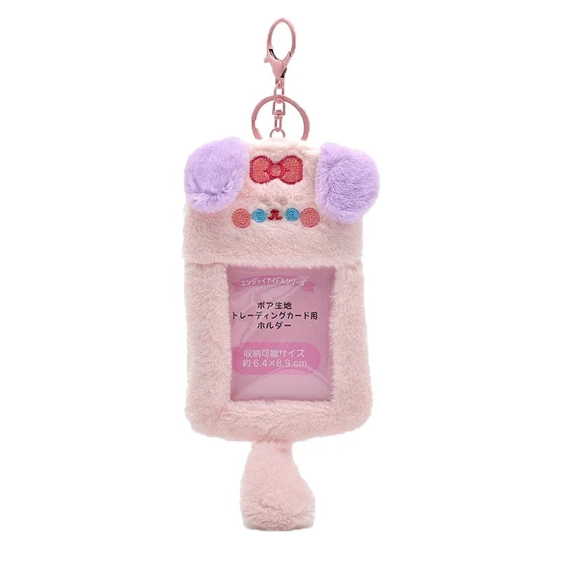 3 Inch Kpop Binder Plush Photocards Holder Keychains Hamster Cat Bear Panda Instax Mini Photo Album for Photographs Korea Idol