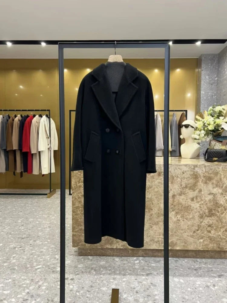 101801 Italy imported double-sided cashmere coat for women medium and long 2025 new original woolen coat for women