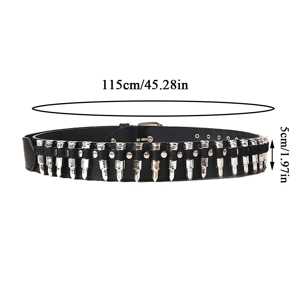 Fashion Sturdy Punk Bullet Rivet Belt Men Women Punk Hardware Jeans Belt Y2K Leather Waistband Women's Bullet Belt Accessories