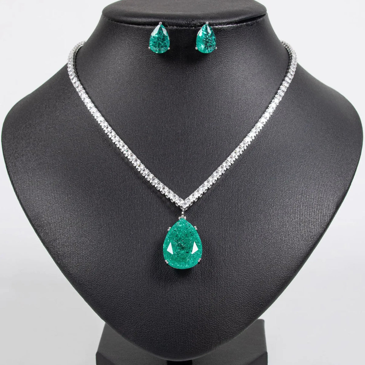 Oil Painting CZ Necklace & Earrings Jewelry Set | Inspired by Esra Bilgiç