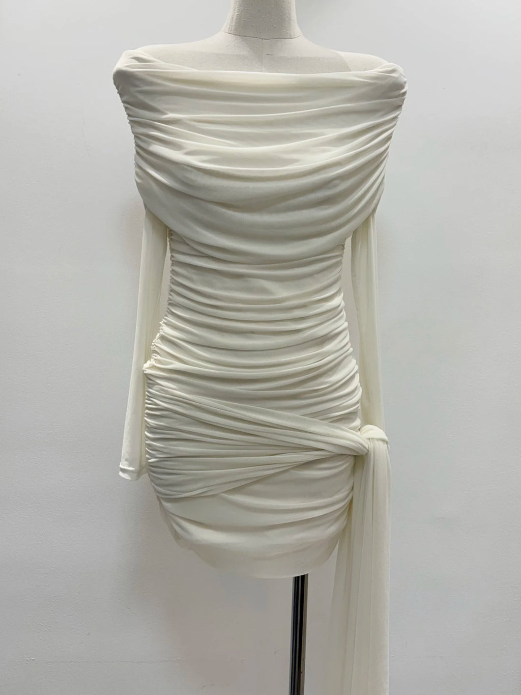 White Off-Shoulder Bow Mini Dress | Inspired by Karina