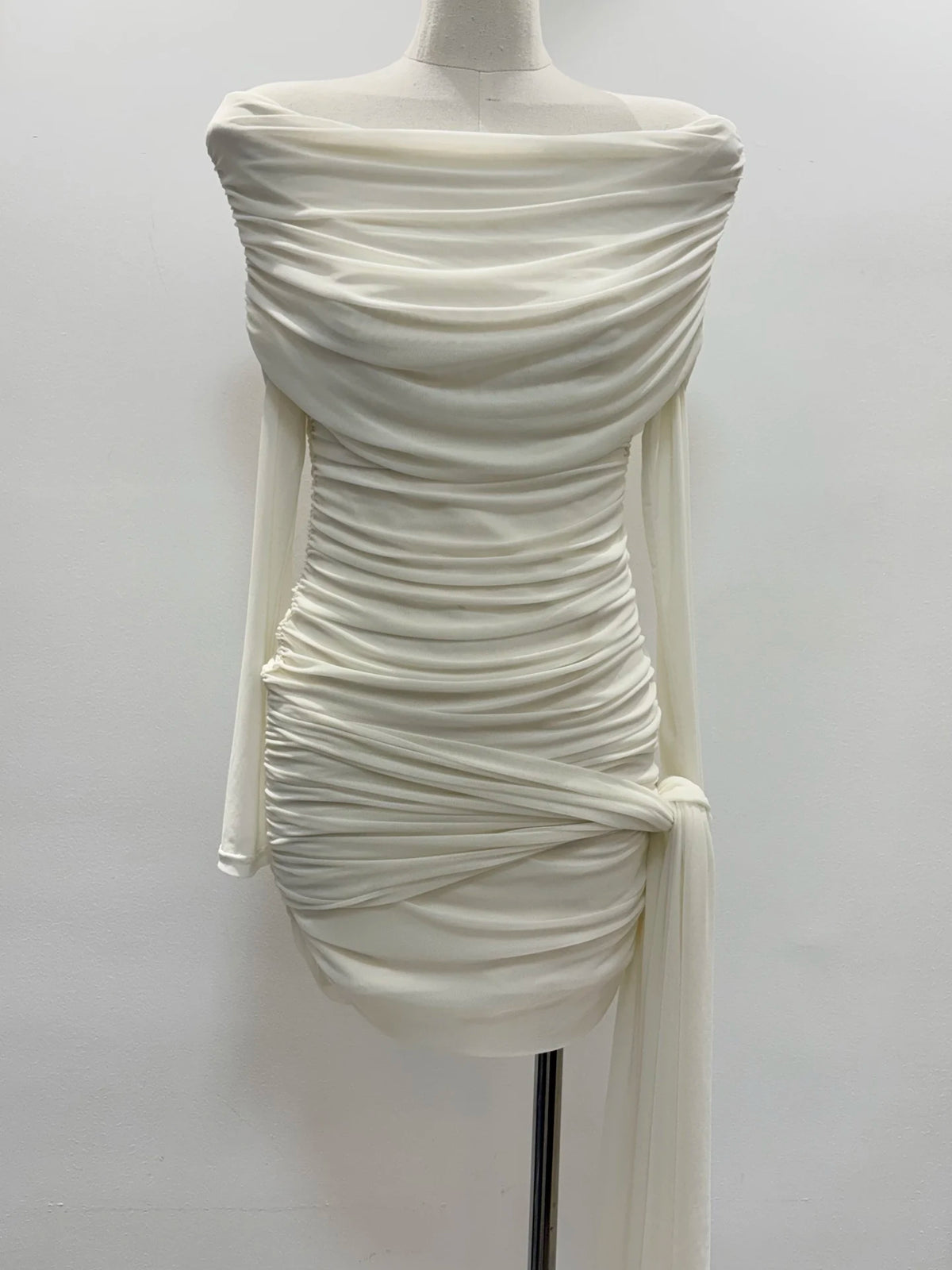 White Off-Shoulder Bow Mini Dress | Inspired by Karina