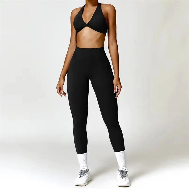 Sport Bra Leggings Suit 2PCS Yoga Set Nude Feeling Workout Sets Women Tracksuit Gym Push Up Fitness Running Workout Sportwear