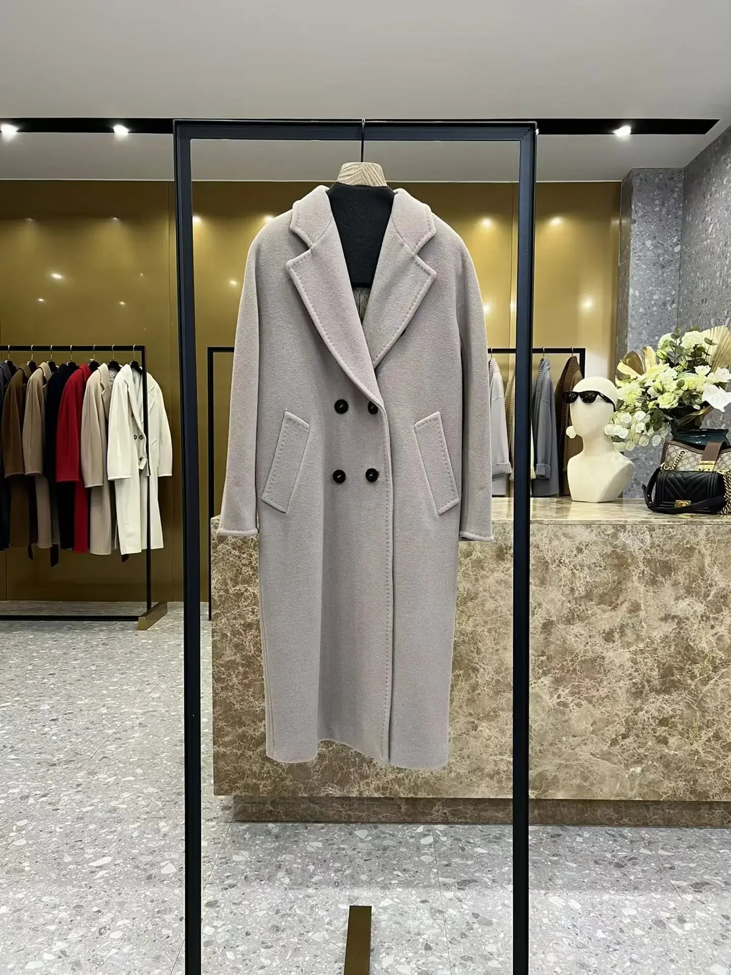 101801 Italy imported double-sided cashmere coat for women medium and long 2025 new original woolen coat for women