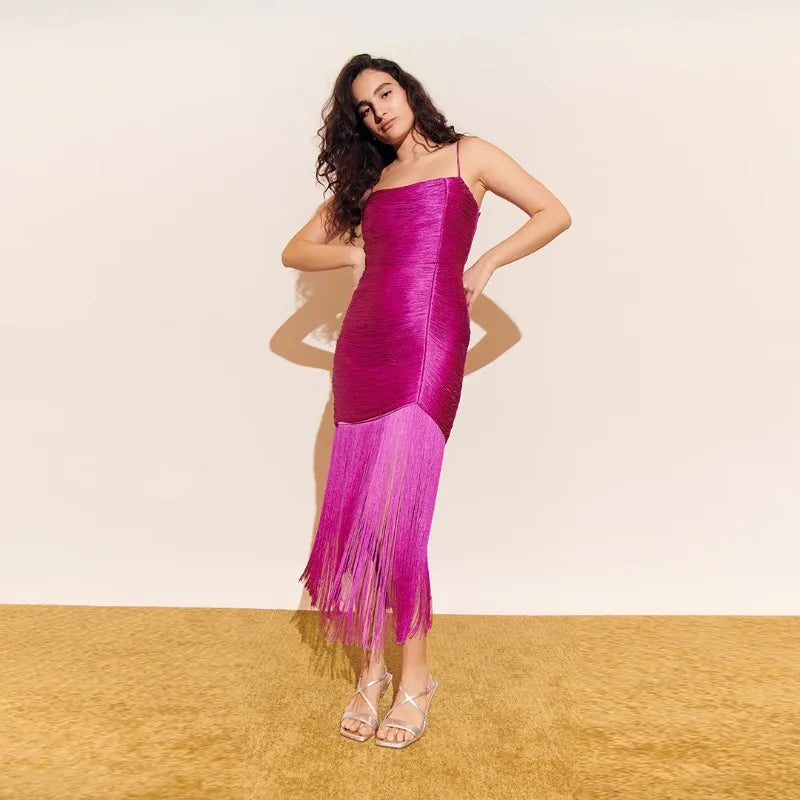 Off-the-Shoulder Slim Asymmetrical Bandage Mid-Calf Party Dress | Inspired by Beren Saat