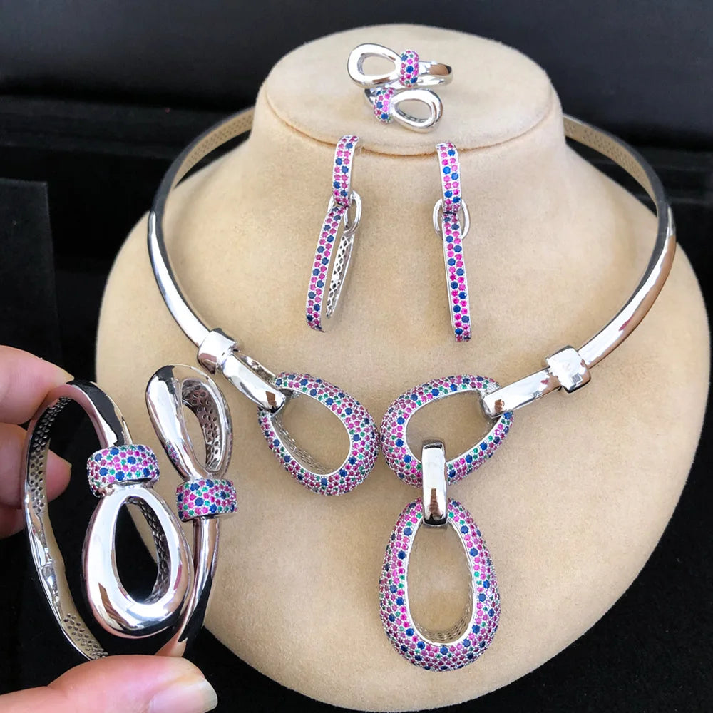 GODKI New Charms Lariat  African Cubic Zircon CZ Nigerian Jewelry set For Women Wedding Dubai Bridal Accessory