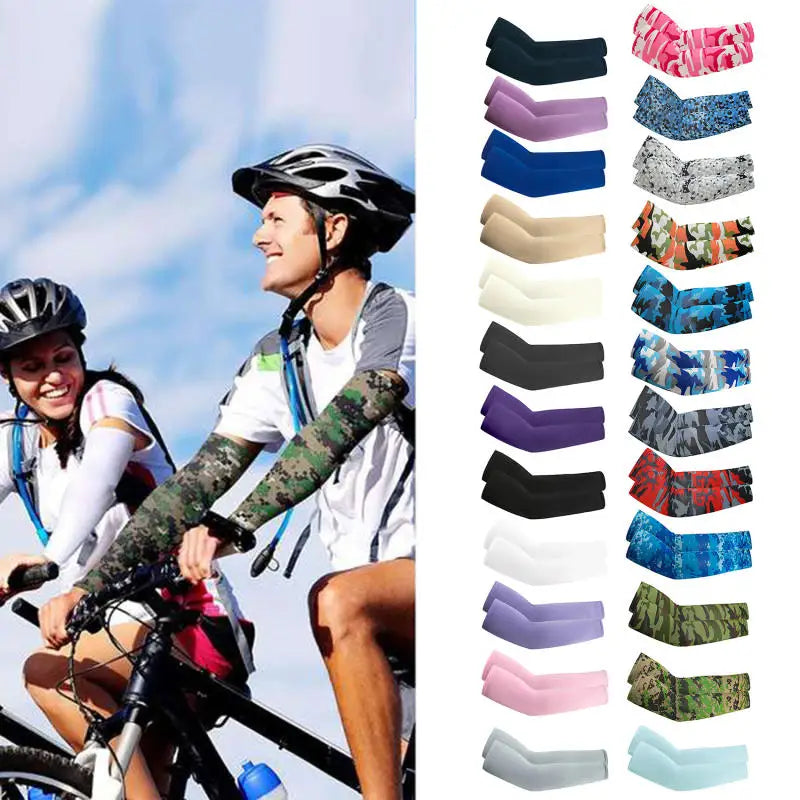 1Pair Arm Sleeves Summer Sun UV Protection Ice Cool Cycling Running Fishing Climbing Driving Arm Cover Warmers For Men Women